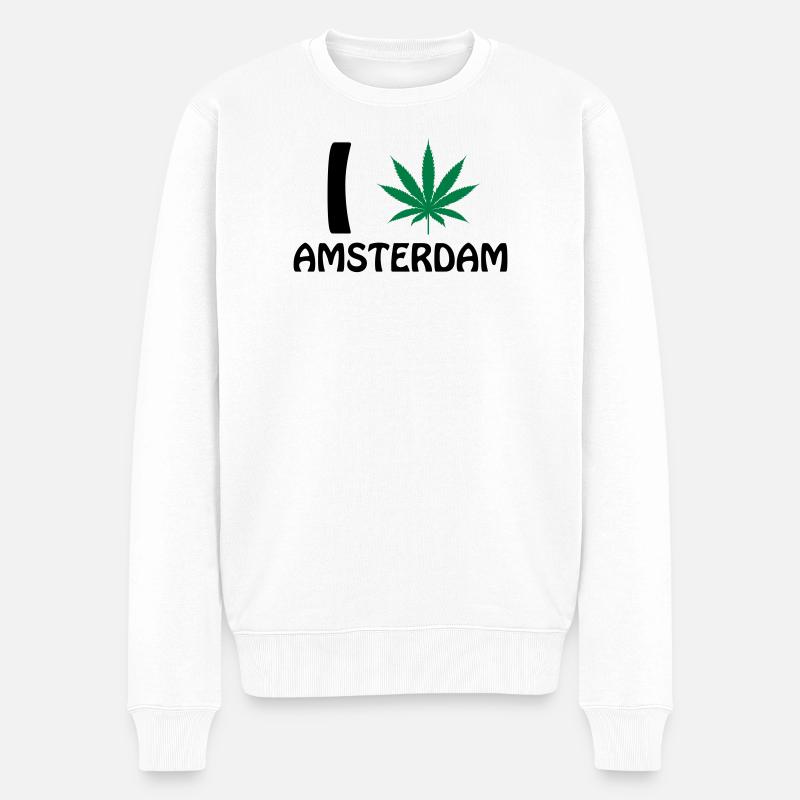 I Love Amsterdam - Männer Premium Bio Pullover - Weiß