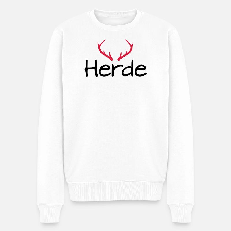 Herde Geweih Hirschgeweih - Männer Premium Bio Pullover - Weiß