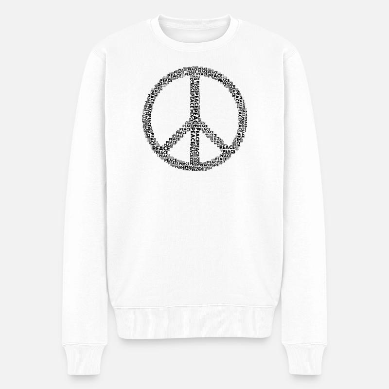 Peace Friedenssymbol - Männer Premium Bio Pullover - Weiß