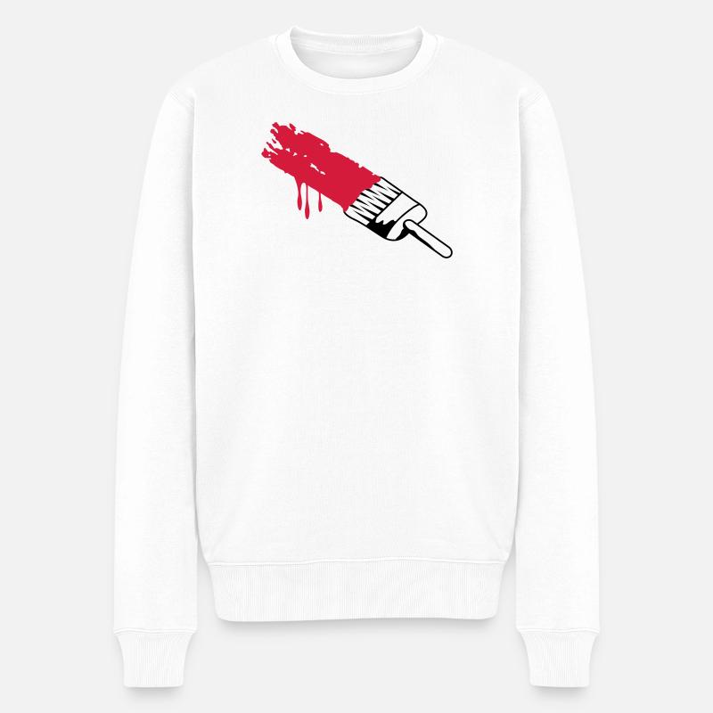 Pinsel mit Farbe - Männer Premium Bio Pullover - Weiß