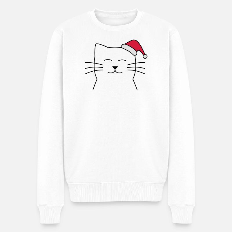 Katze Weihnachtsmann Nikolaus Weihnachten Geschenk - Männer Premium Bio Pullover - Weiß