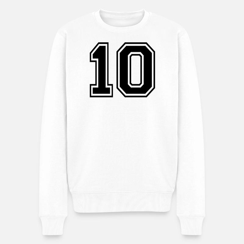 10 - Männer Premium Bio Pullover - Weiß