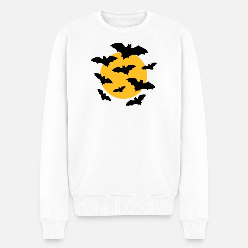 Fledermäuse & Mond - Männer Premium Bio Pullover - Weiß