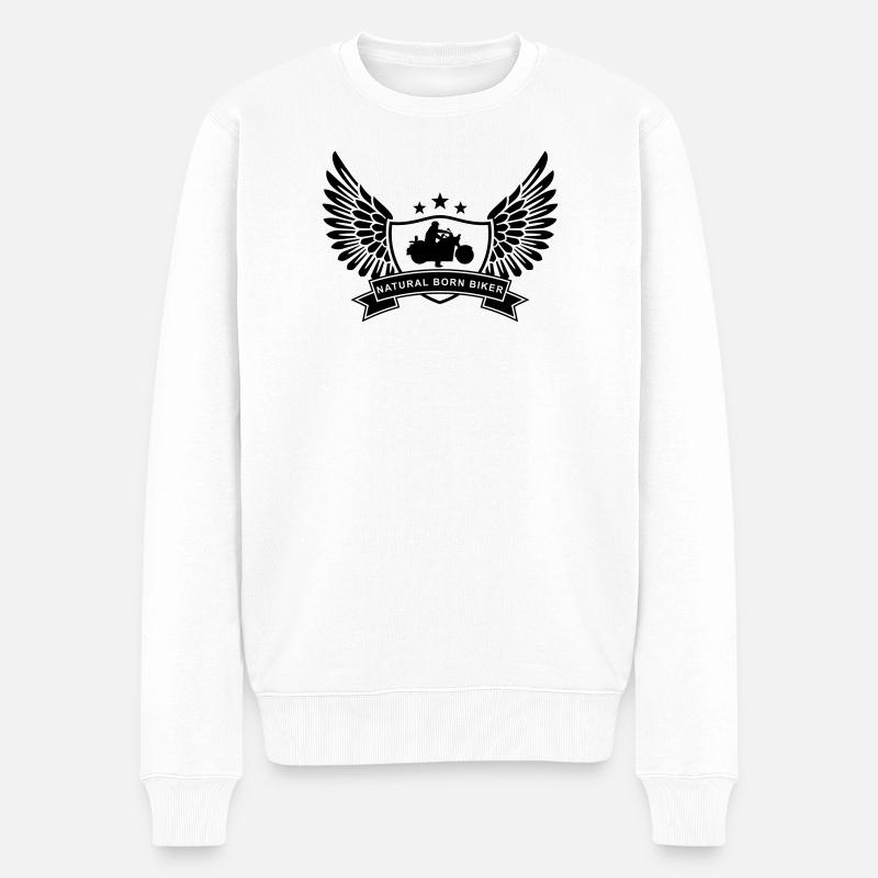 natural_born_biker_1 - Männer Premium Bio Pullover - Weiß