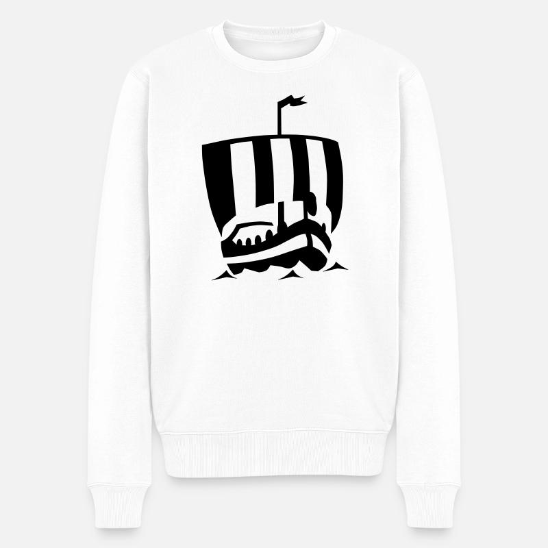 Wikinger Schiff - Männer Premium Bio Pullover - Weiß