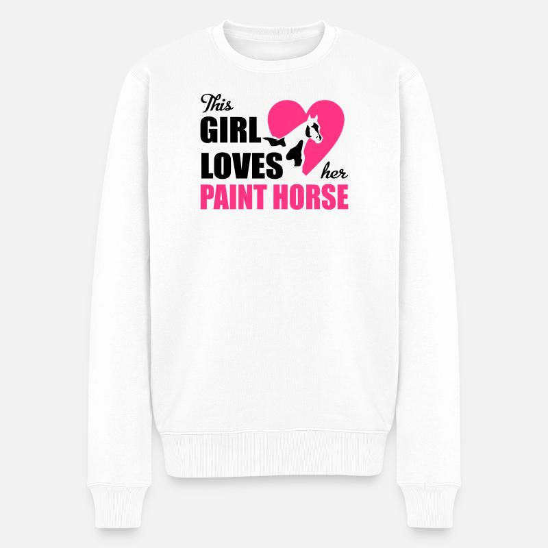 6254398 129692105 Paint Horse - Männer Premium Bio Pullover - Weiß