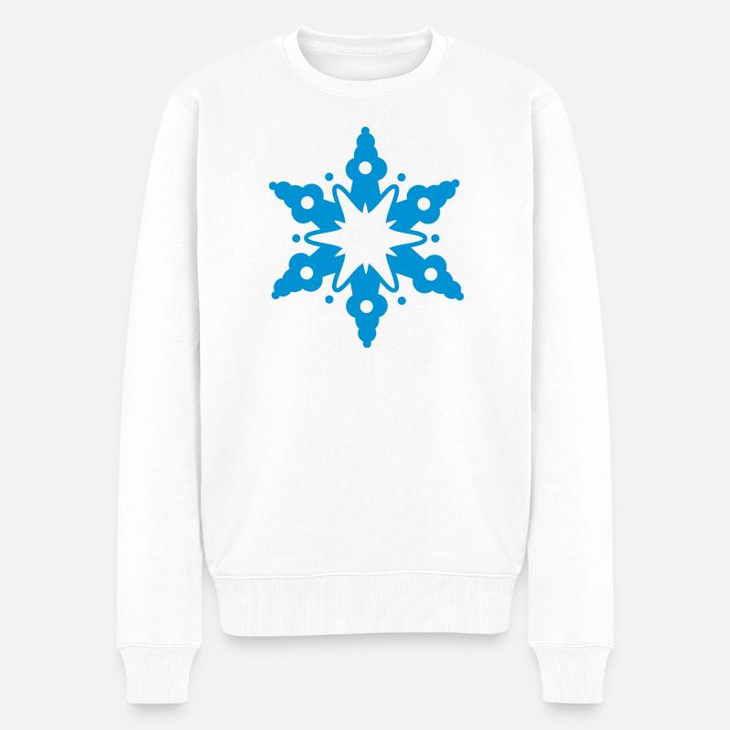 Schneekristall - Männer Premium Bio Pullover - Weiß