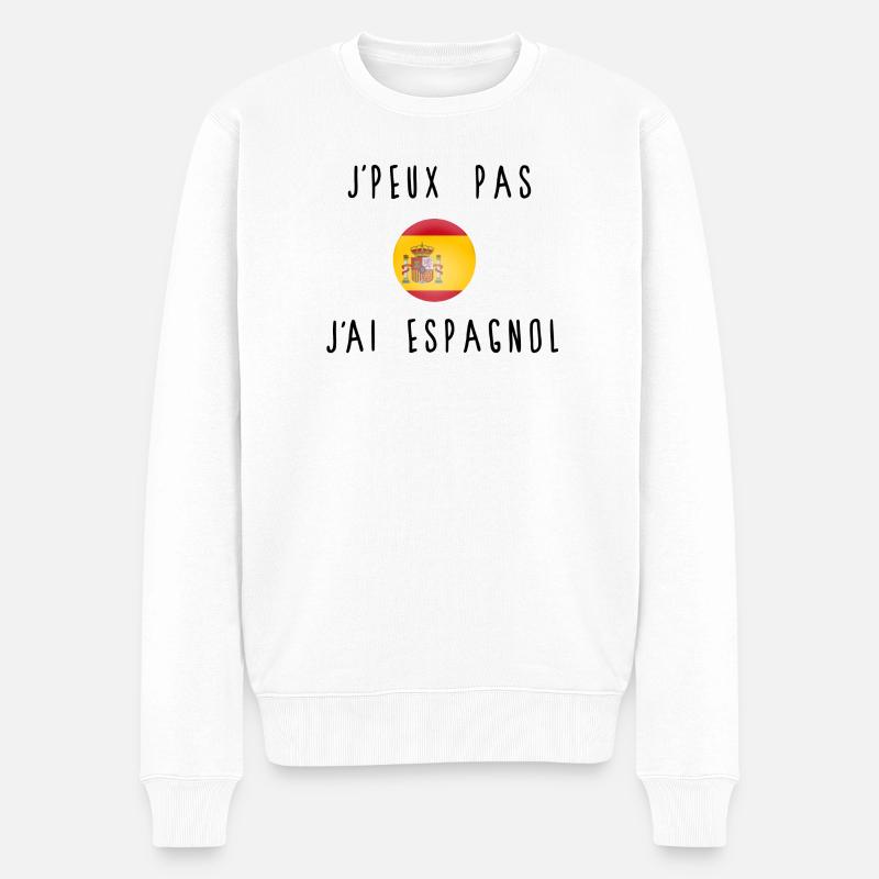 J'peux Pas J'ai Espagnol Drapeau - Pull Premium bio Homme - blanc