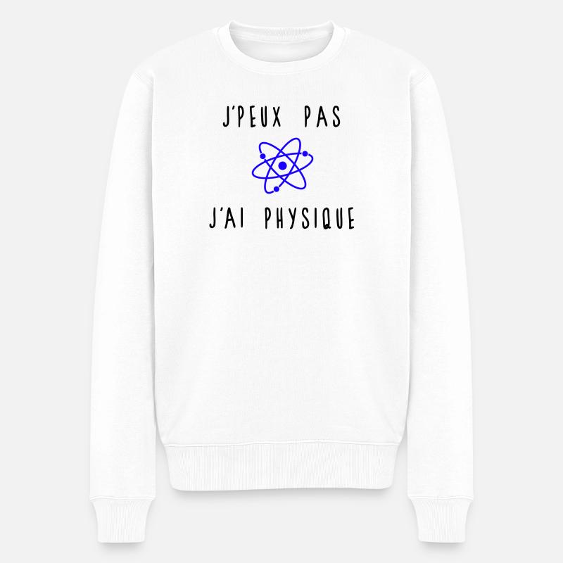 J'peux Pas J'ai Physique Atome Bleu - Pull Premium bio Homme - blanc