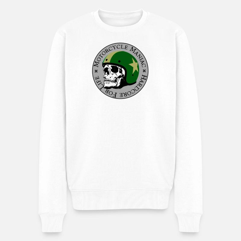 Motorcycle Maniac - Männer Premium Bio Pullover - Weiß