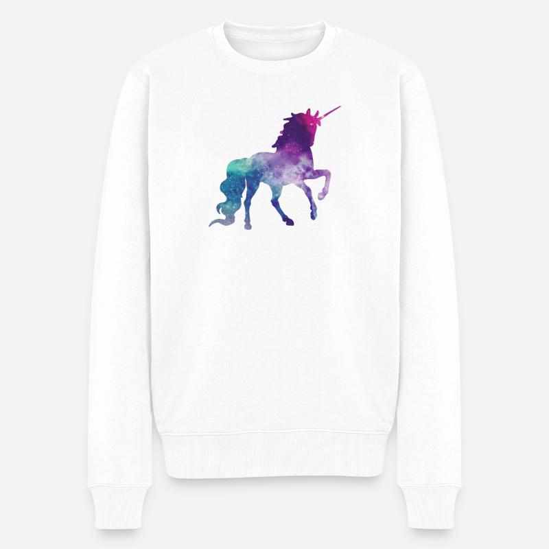 Einhorn - Männer Premium Bio Pullover - Weiß