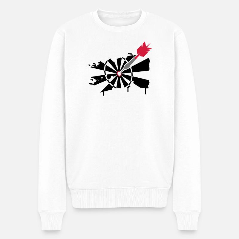Dartscheibe mit Dartpfeil Graffiti Illustration - Männer Premium Bio Pullover - Weiß