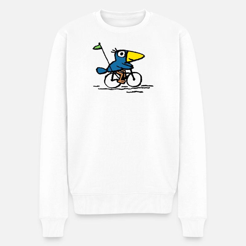 kleiner Raben Cartoon - Männer Premium Bio Pullover - Weiß