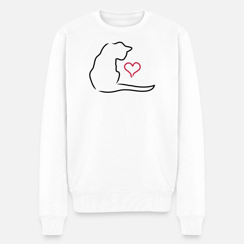 Katze - Männer Premium Bio Pullover - Weiß