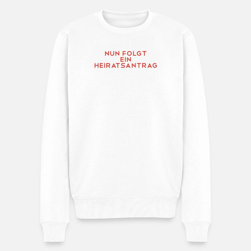 Kreativer Heiratsantrag - Männer Premium Bio Pullover - Weiß