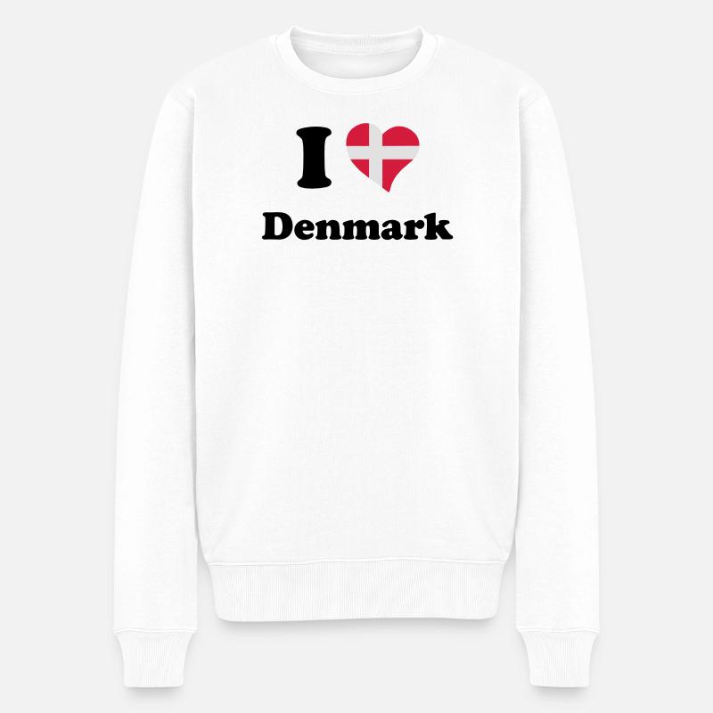I love Denmark - J'aime le Danemark - Pull Premium bio Homme - blanc
