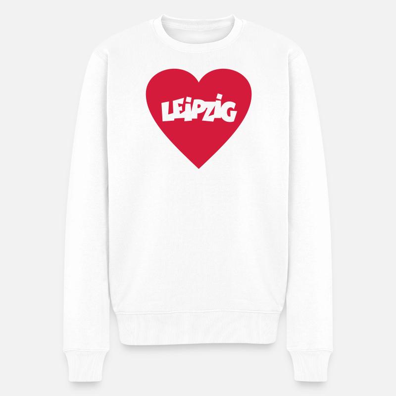 I Love Leipzig - Männer Premium Bio Pullover - Weiß