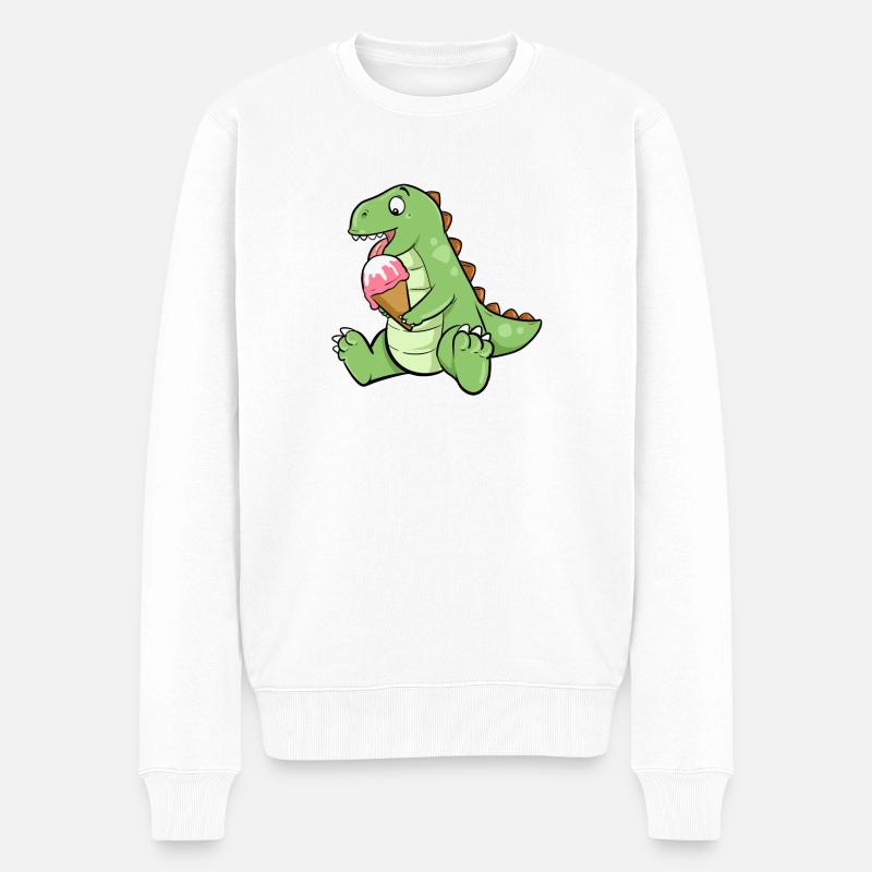 Eiscreme Dino Erdbeereis Dinosaurier T-Rex Saurier - Männer Premium Bio Pullover - Weiß