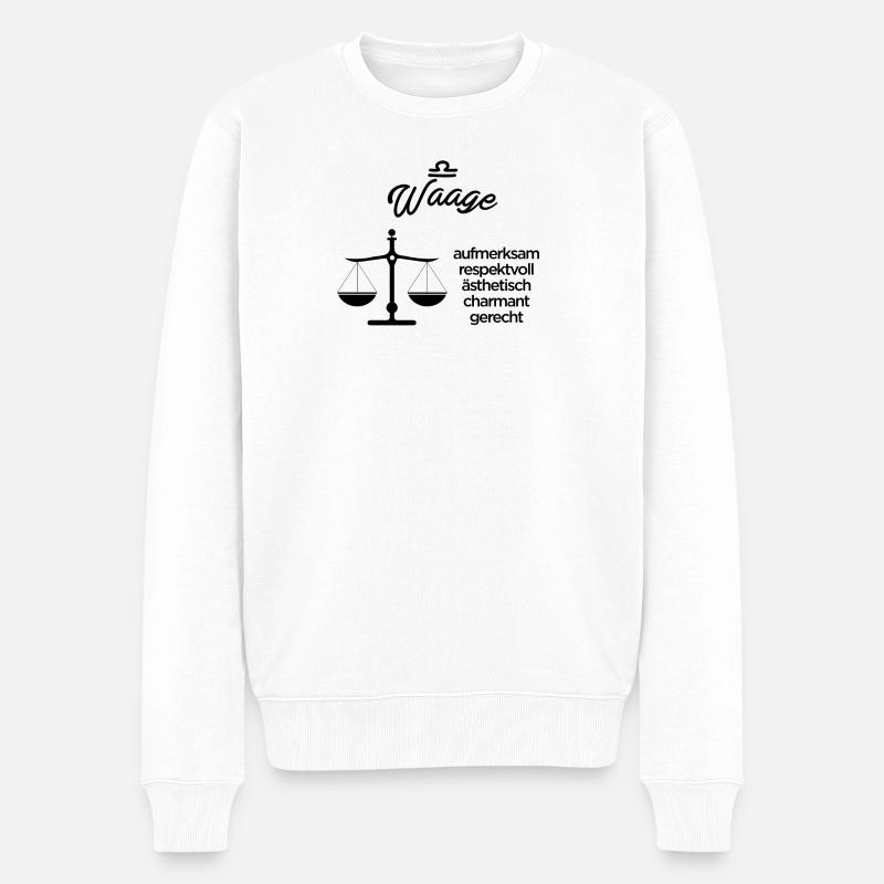 Sternzeichen Waage - Männer Premium Bio Pullover - Weiß