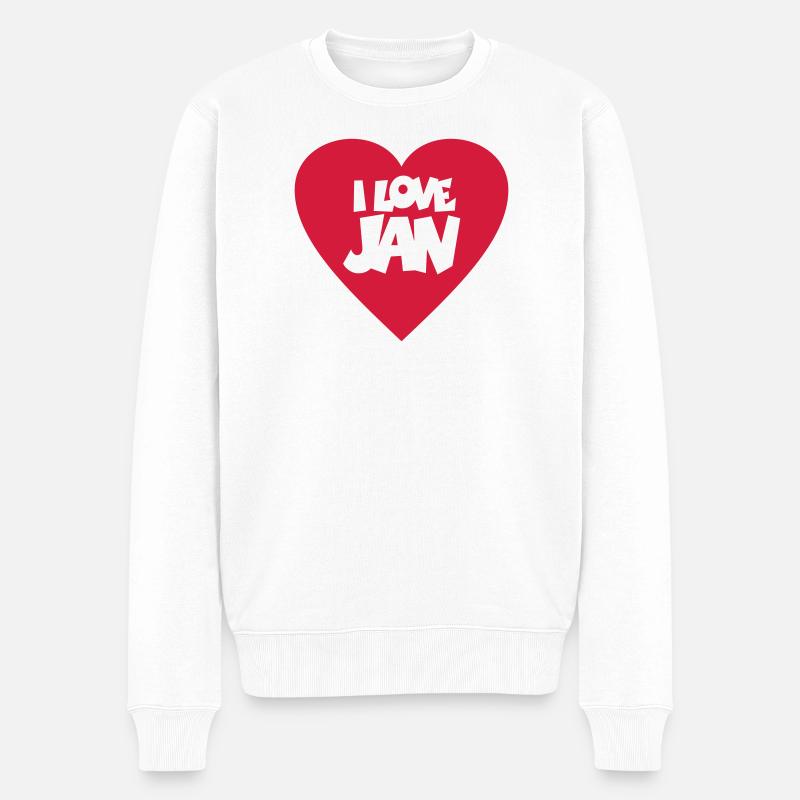 I love Jan - Männer Premium Bio Pullover - Weiß