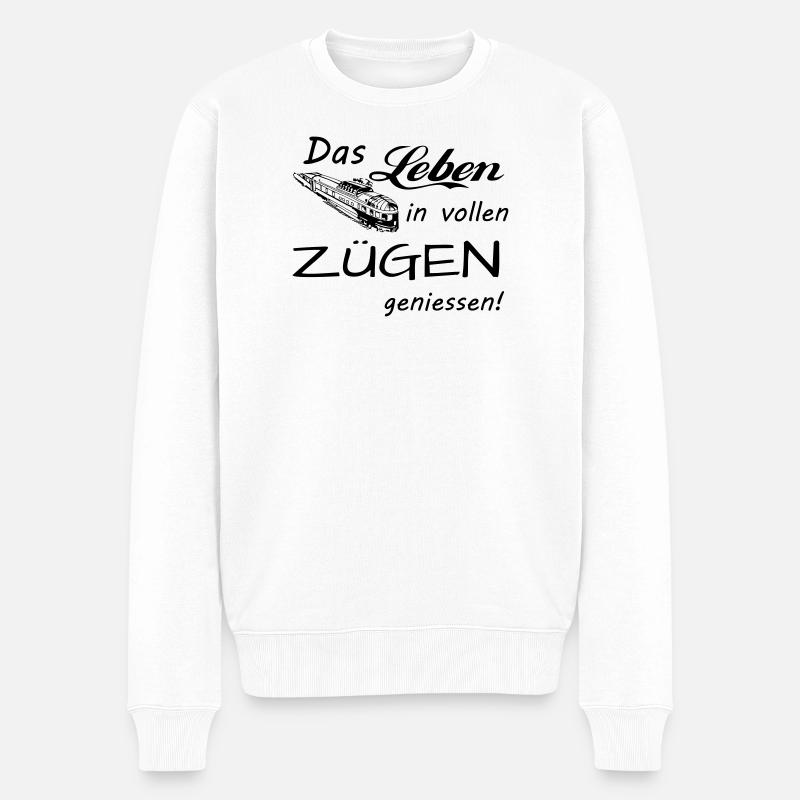 Das Leben geniessen - Männer Premium Bio Pullover - Weiß