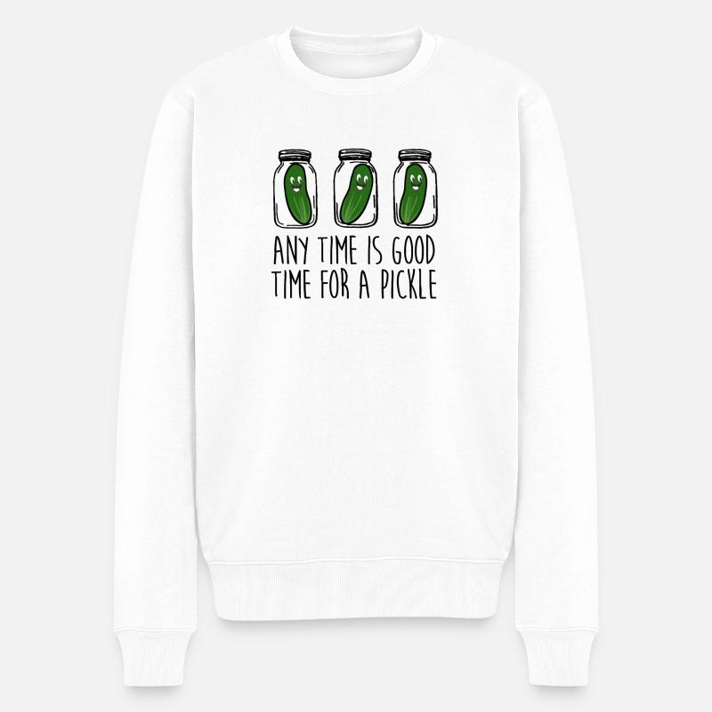 Jede Zeit ist eine gute Zeit für eine Gurke - Männer Premium Bio Pullover - Weiß