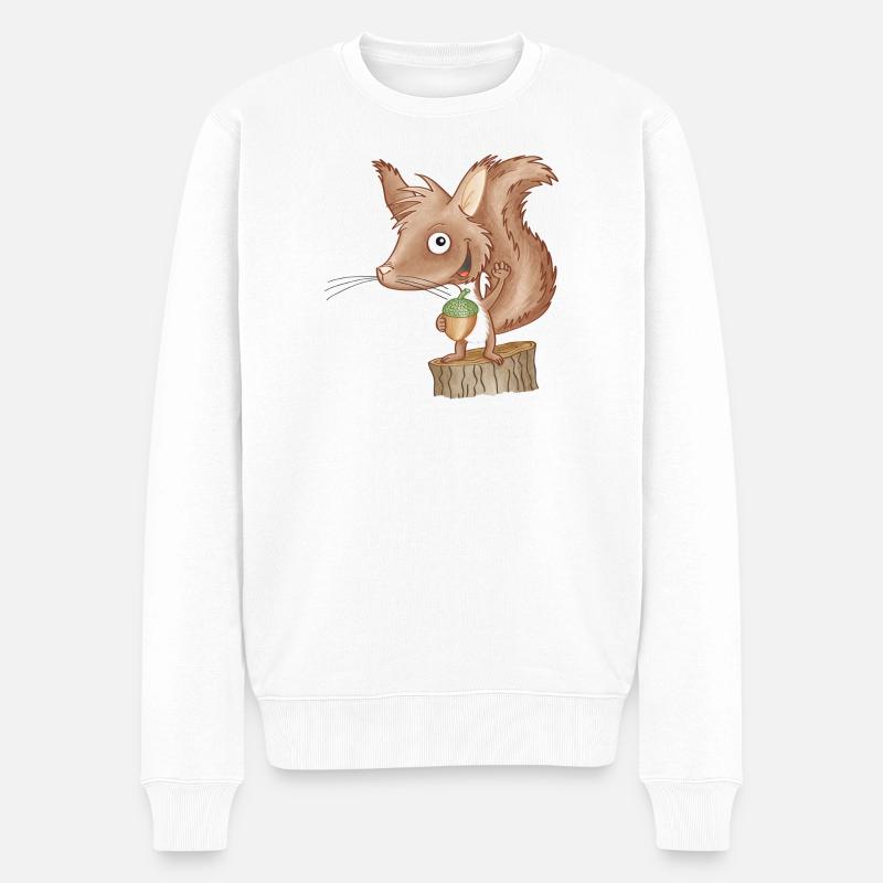 keckes Eichhörnchen - Männer Premium Bio Pullover - Weiß