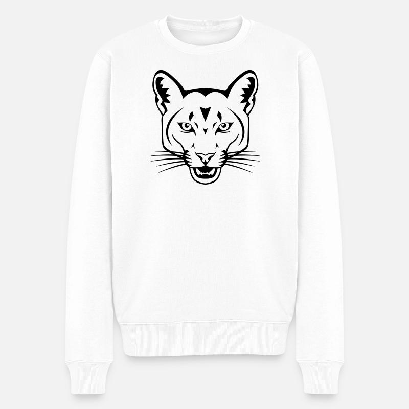 Raubkatze - Männer Premium Bio Pullover - Weiß