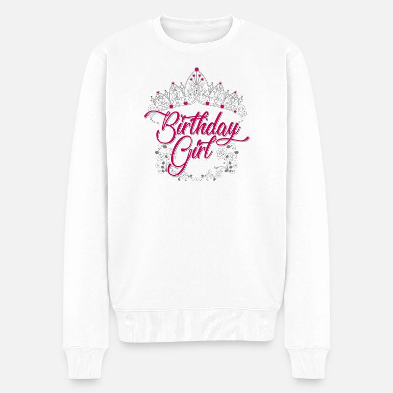 Geburtstagskind-Tiara-Schrift - Männer Premium Bio Pullover - Weiß