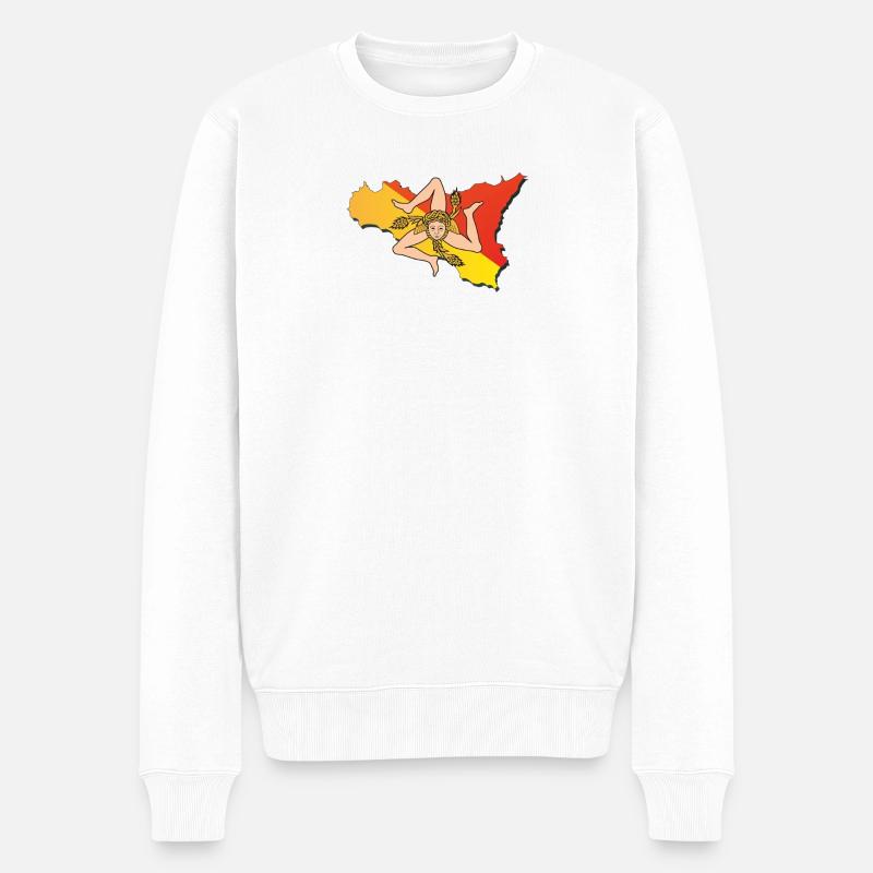 I love Sicilia - Männer Premium Bio Pullover - Weiß