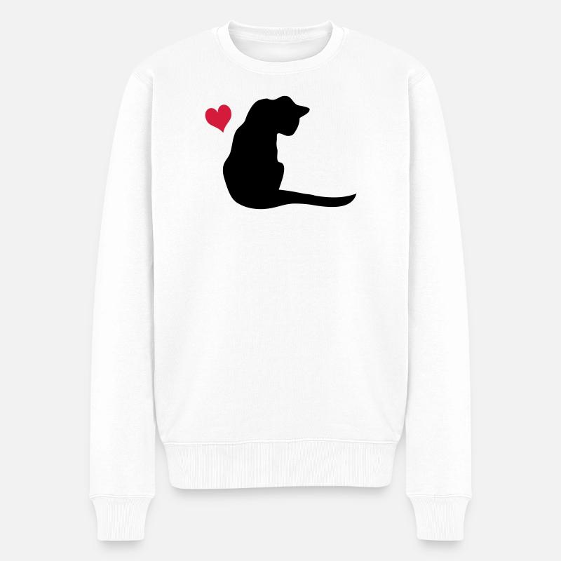 Katze - Männer Premium Bio Pullover - Weiß