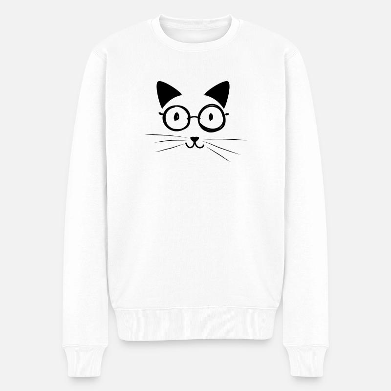 lustiges Katzengesicht Katze Kätzchen Geschenk - Männer Premium Bio Pullover - Weiß