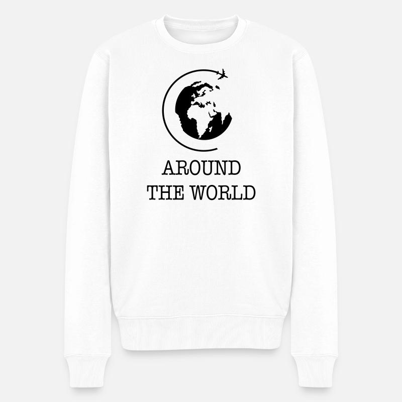 Weltreise - Männer Premium Bio Pullover - Weiß