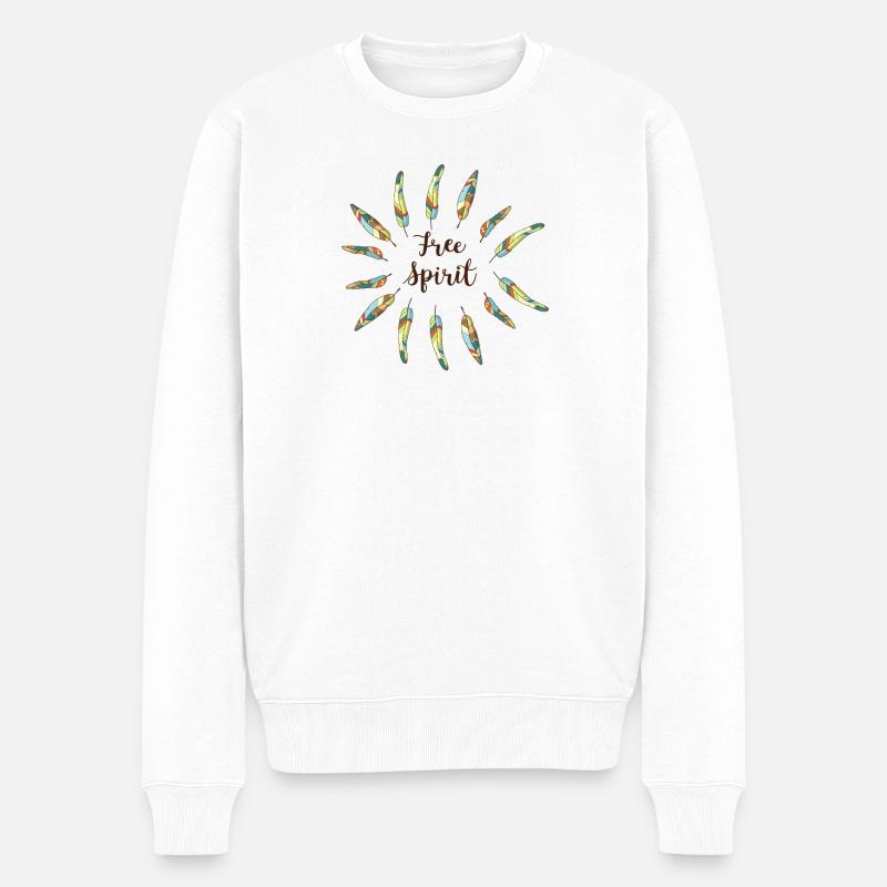 Free Spirit - Männer Premium Bio Pullover - Weiß