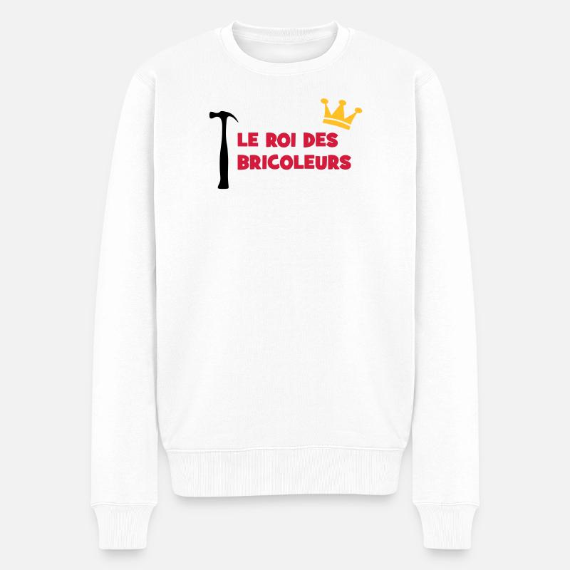 Der König der Heimwerker - Männer Premium Bio Pullover - Weiß