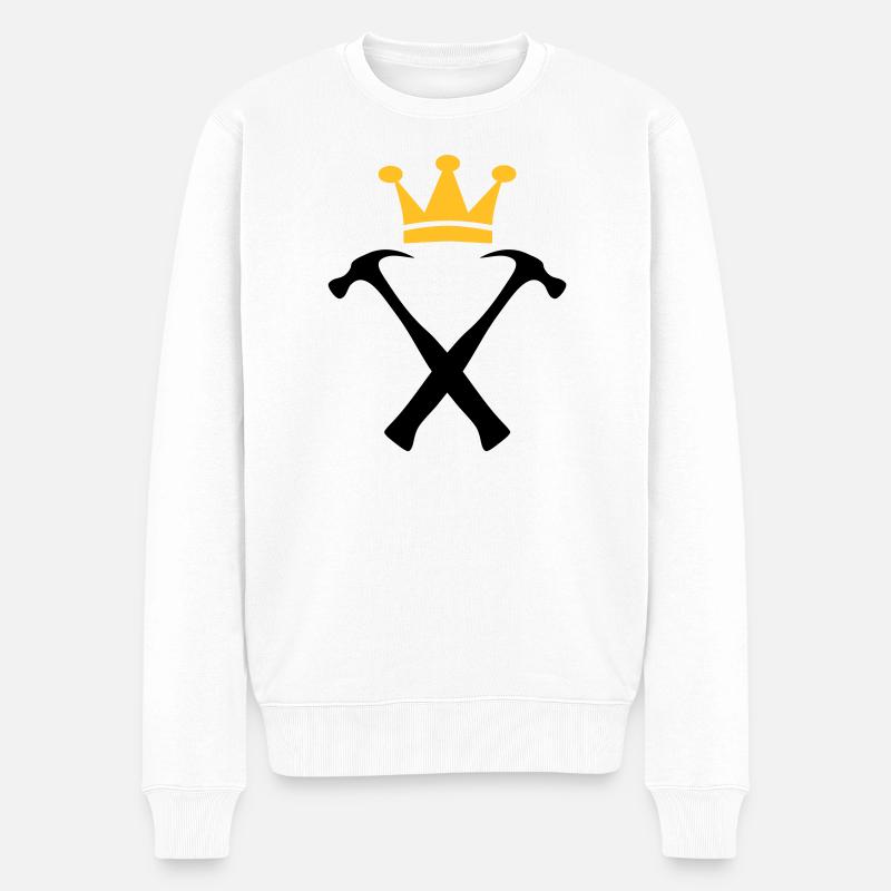 Der König der Heimwerker - Männer Premium Bio Pullover - Weiß