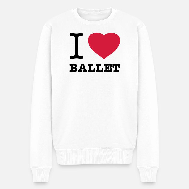 I LOVE BALLET Ballett - Männer Premium Bio Pullover - Weiß
