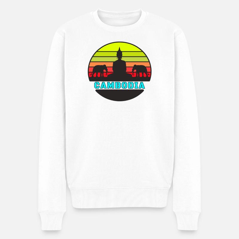 Kambodscha / Buddha / Elefant / Geschenk - Männer Premium Bio Pullover - Weiß