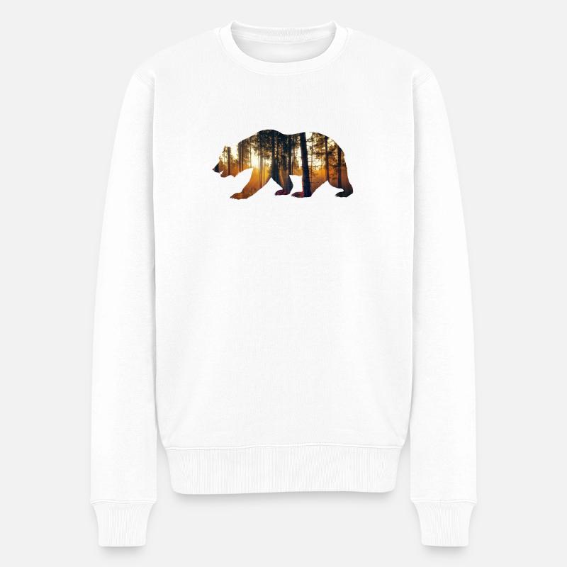 Bär - Männer Premium Bio Pullover - Weiß