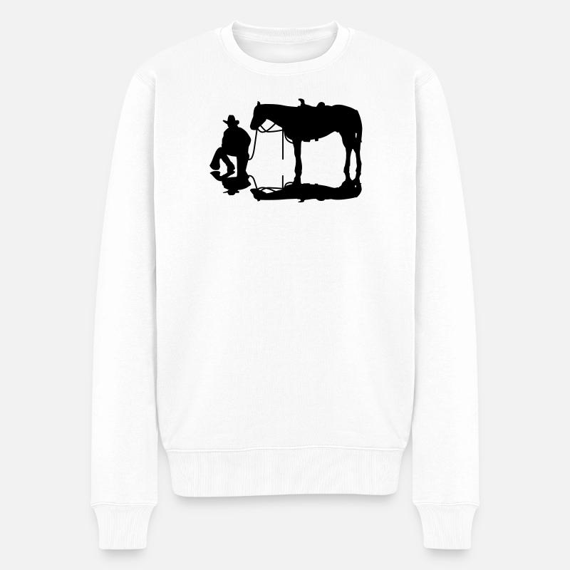 Cowboy - Männer Premium Bio Pullover - Weiß