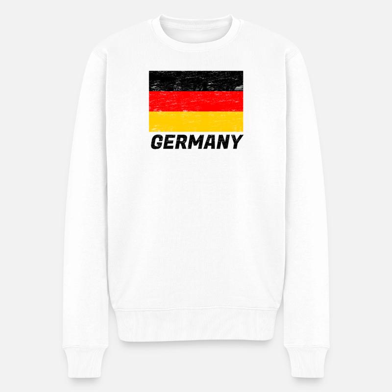 Deutschlandflagge - Männer Premium Bio Pullover - Weiß