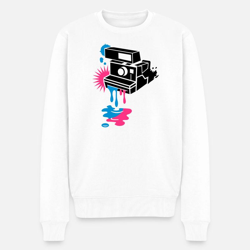 Sofortbildkamera - Farbe tropft raus - - Männer Premium Bio Pullover - Weiß