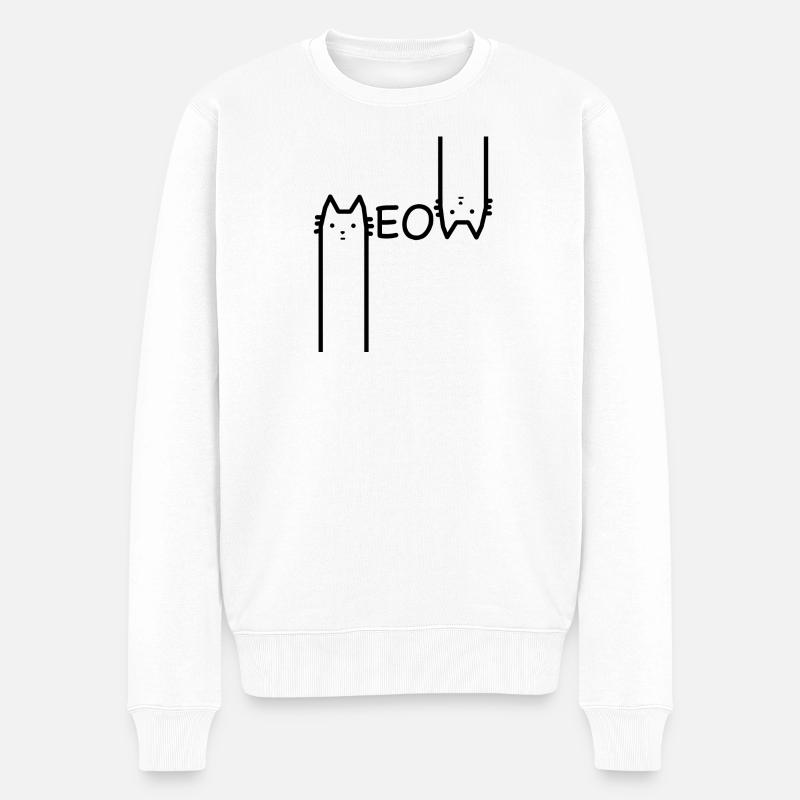 Katze - Männer Premium Bio Pullover - Weiß