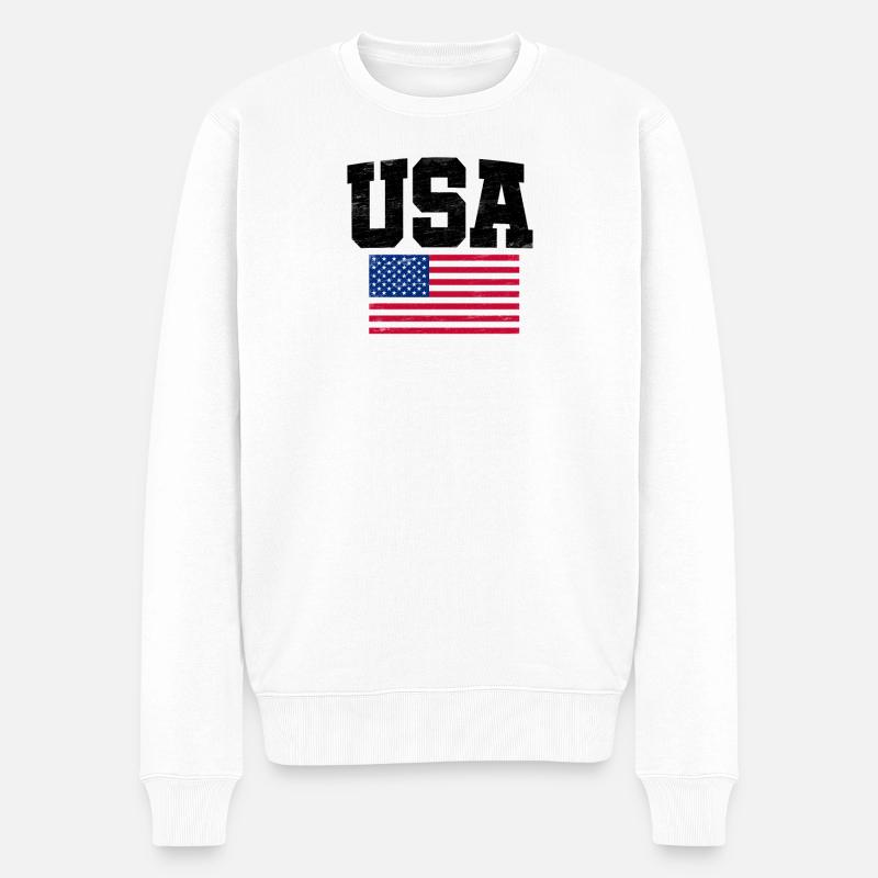 États-Unis - Pull Premium bio Homme - blanc