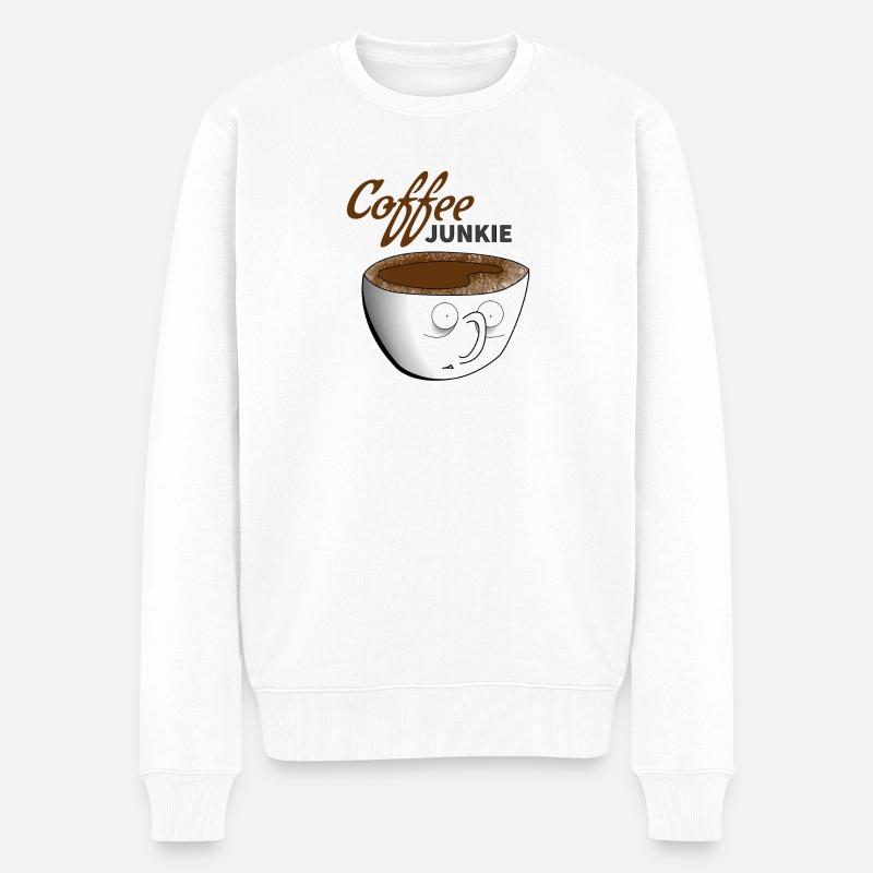 Kaffee Junkie - Männer Premium Bio Pullover - Weiß