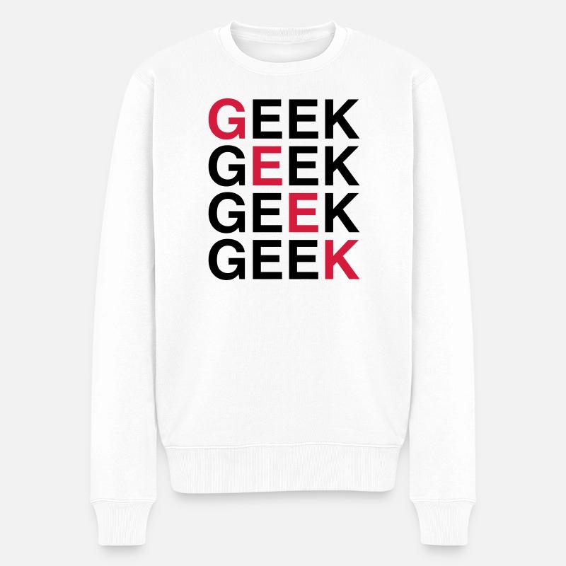 Geek! - Männer Premium Bio Pullover - Weiß
