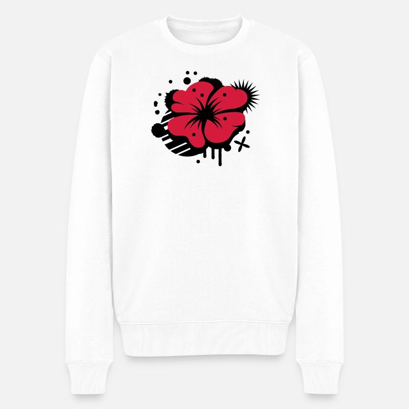 Un coquelicot comme un graffiti - Pull Premium bio Homme - blanc