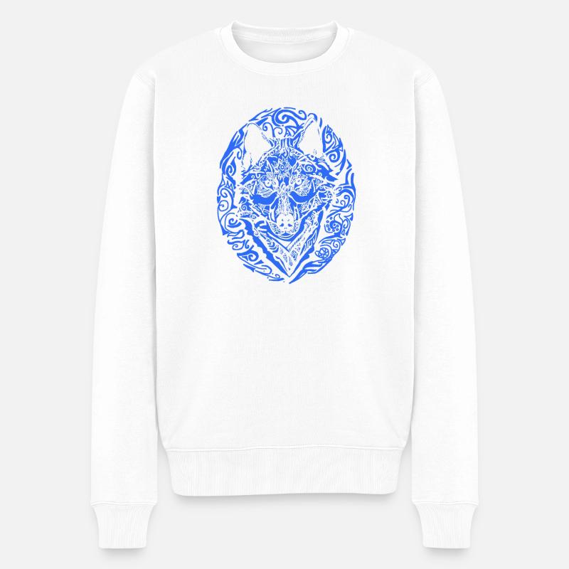 Wolf - Männer Premium Bio Pullover - Weiß