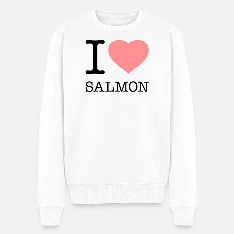 J’AIME LE SAUMON Poisson Saumon - Pull Premium bio Homme - blanc