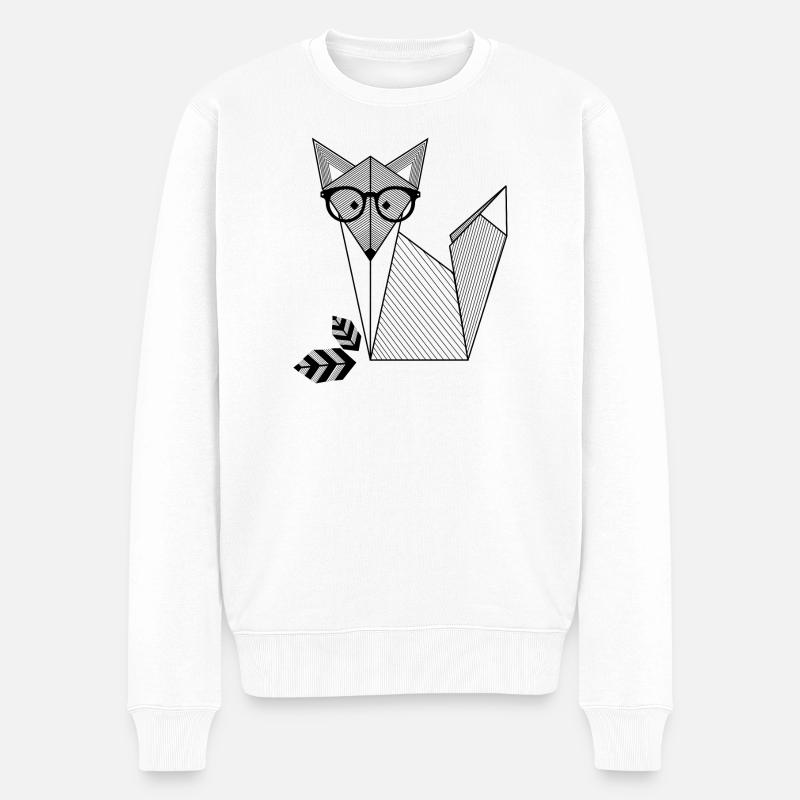 Fuchs mit Brille - Männer Premium Bio Pullover - Weiß